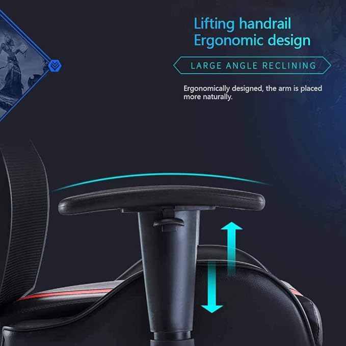 Computer Chair Video Game Chair with Removable Lumbar Pillow Ergonomics Game Computer Chair Lifting Handrail Racing Style High-Back PU Leather Office ChairBlack White