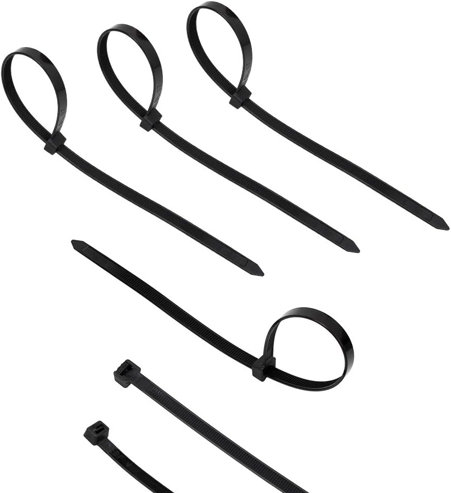 200 Pack Bulk KOOWIN Medium Nylon Plastic Cable Zip Ties, 8 inch Wire Wraps in Black