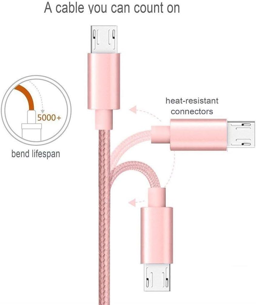 Micro USB Cable Android [2-Pack 10FT], High Speed 2.0 Charger Nylon Braided Cord for Samsung Galaxy, LG, HTC,