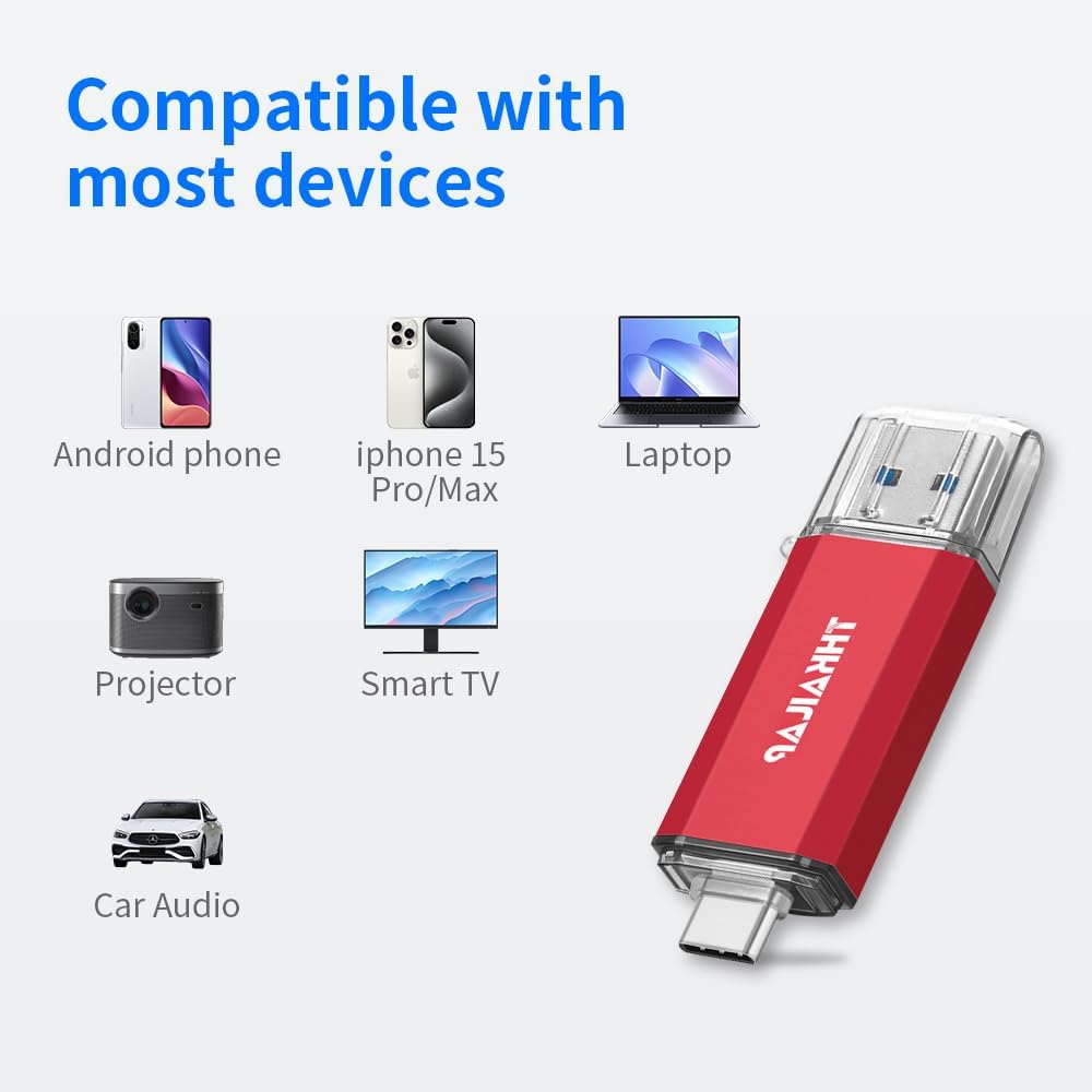 Thkailar 1TB USB C Flash Drive for MacBook and Android Phones,Thumb Drive with USB A and USB C for PC,Laptop,Portable External Storage for Pictures,Videos and Music