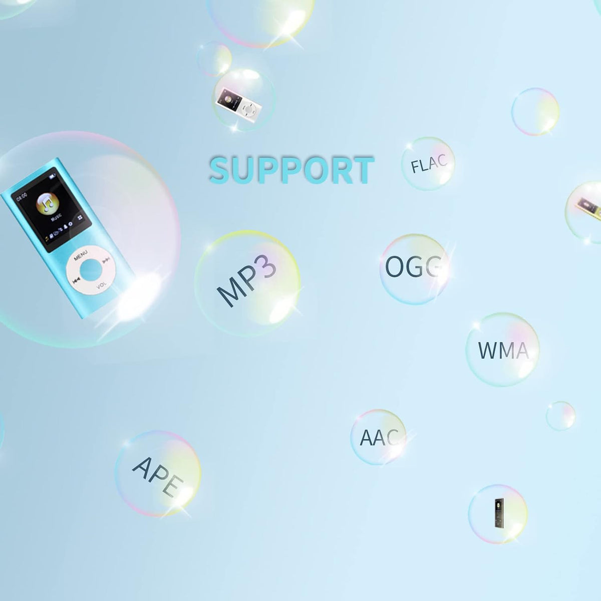 Gugxiom MP3 MP3 MP3 1.8 Inch MP3, 64G Music Player, Player, Portable Players, Slim LCD Screen, with Earphone, Supports
