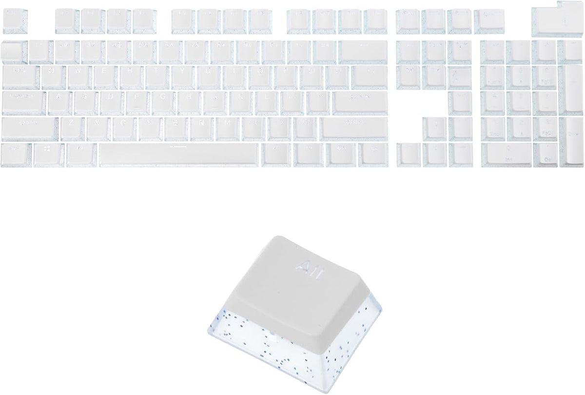 MECCANIXITY 104 Keys Pudding Keycaps Set, OEM Profile 60 Percent ABS for 61/87/104 Mechanical Keyboard Layout, White &