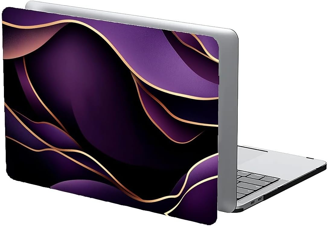 Compatible with MacBook Air 13.3 13.6 Inch Case 2022 2021 2020 2019 Plastic Hard Shell Case Cover,13.6 Air (A2681) M2 2022, Purple and Gold Color Line