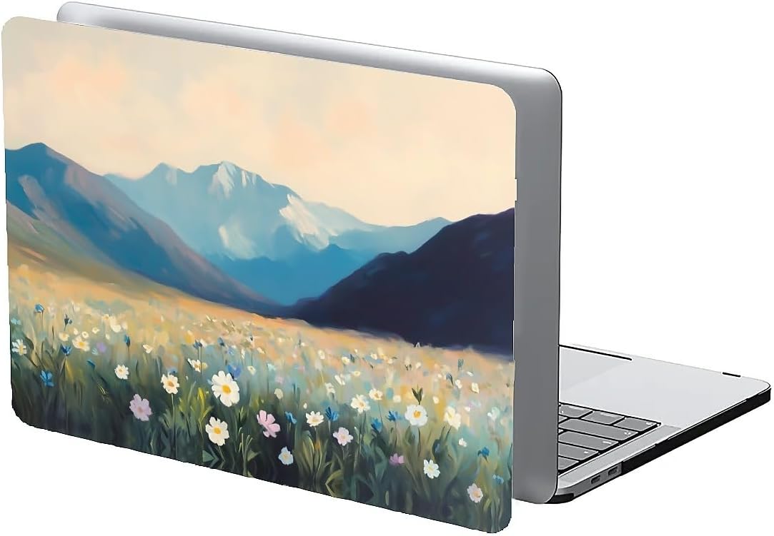 Compatible with MacBook Air 13.3 13.6 Inch Case 2022 2021 2020 2019 Plastic Hard Shell Case Cover,13.6 Air (A2681) M2 2022, Wildflowers and Mountains