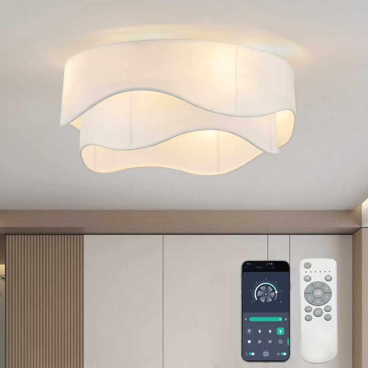 XINGSIYUELYX Flush Mount Ceiling Fan with Lights, 20 Low Profile Boho Ceiling Fan with Light Remote Control, Caged with 6 Speeds