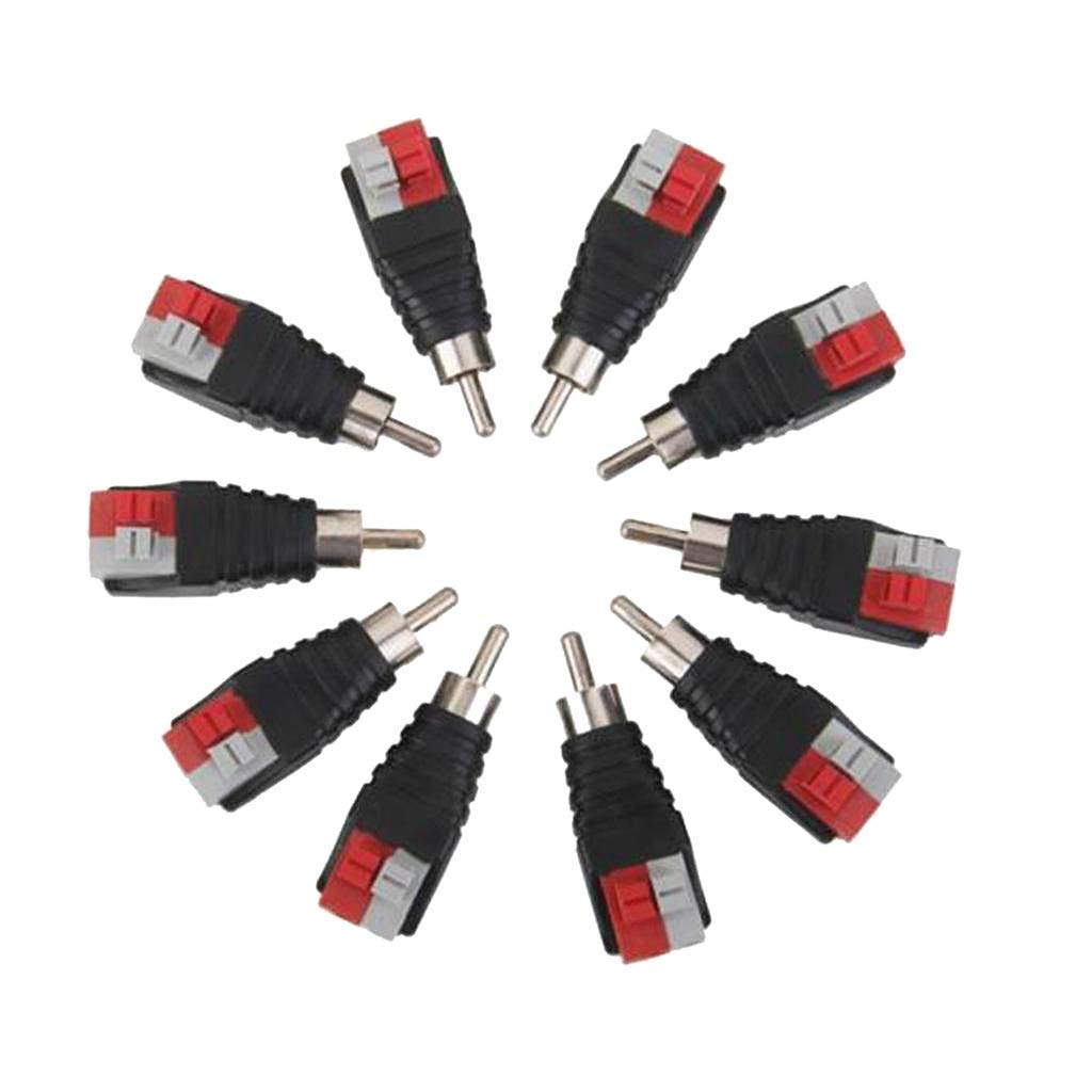 Lollipop Speaker Wire Cable to Audio Male RCA Connector Adapter, 10pcs/Set