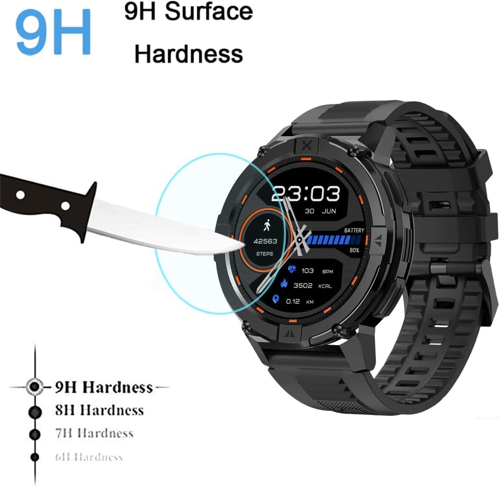 3 Pack Tempered Glass Screen Protector for Carbinox X-Ranger Smart Watch, Anti-Scratch Foils Glass