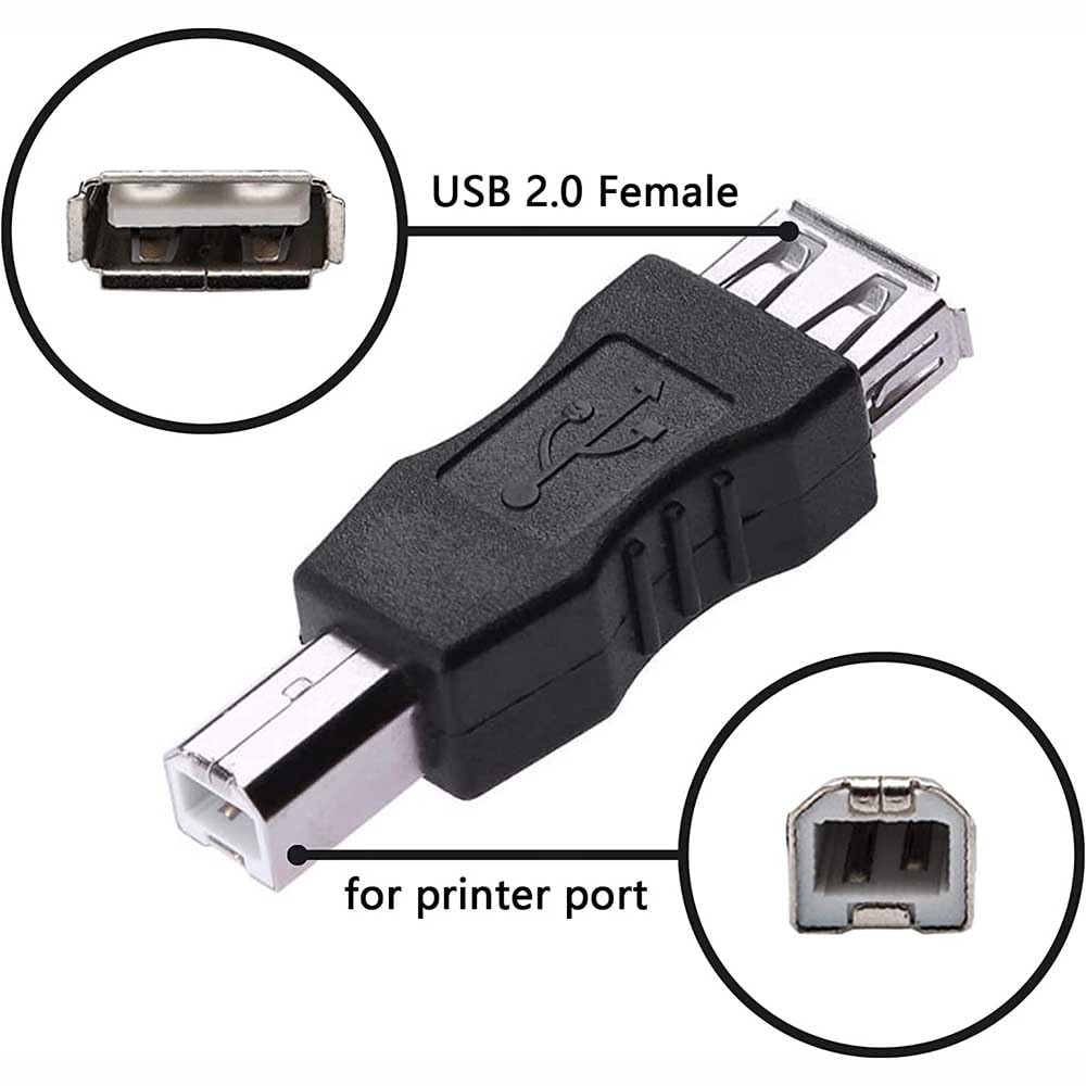 Herfair (2Pack, Printer to USB Adapter USB Type B Male to USB-A Female Converter for HP/Canon/Dell/Epson/Lexmark/Xerox