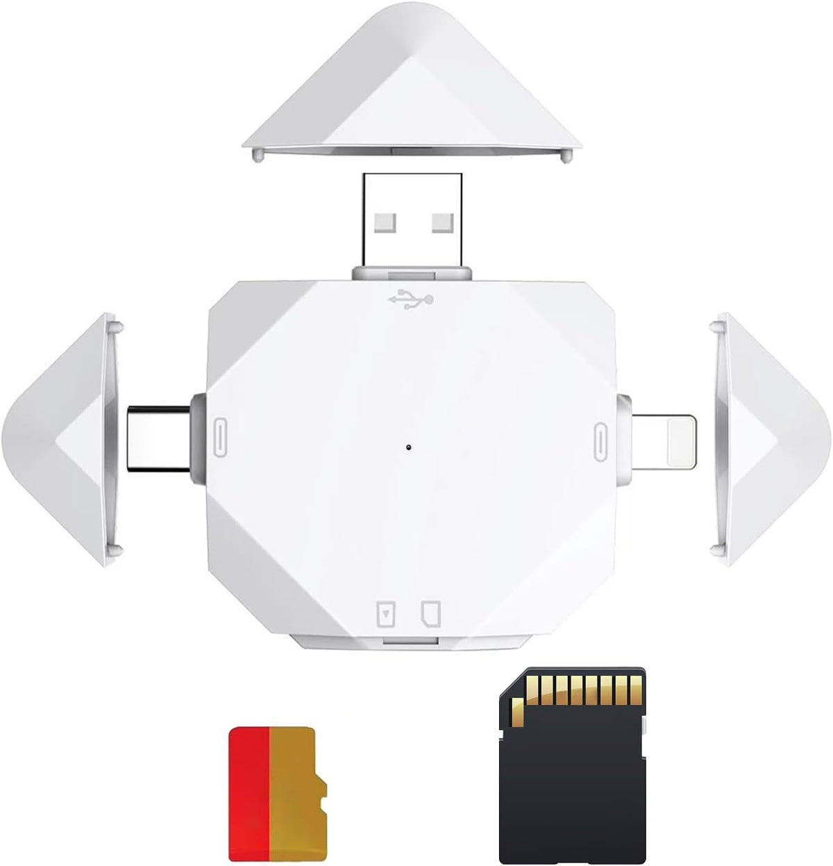 Hotcatconn iPhone/ipad/Android/Mac/Computer/Camera,5 in1 New SD Card Reader for Micro SD Card Reader Trail Camera