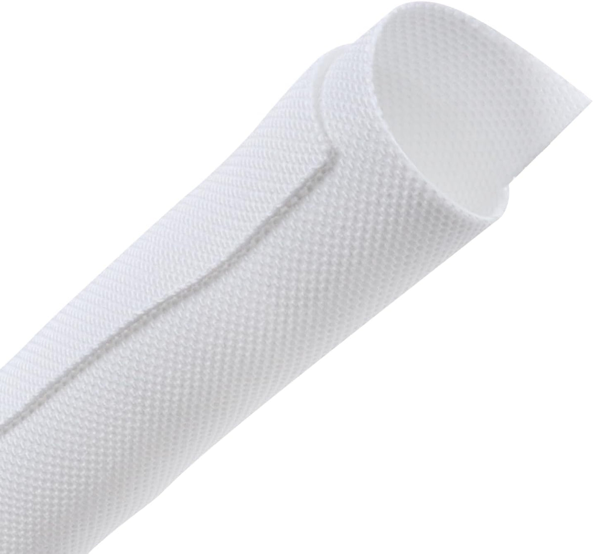 Self-Closing Split Braided Cable Organizer, Curly Cord Protector for Car & Computer Desk Audio Wire Covers, White