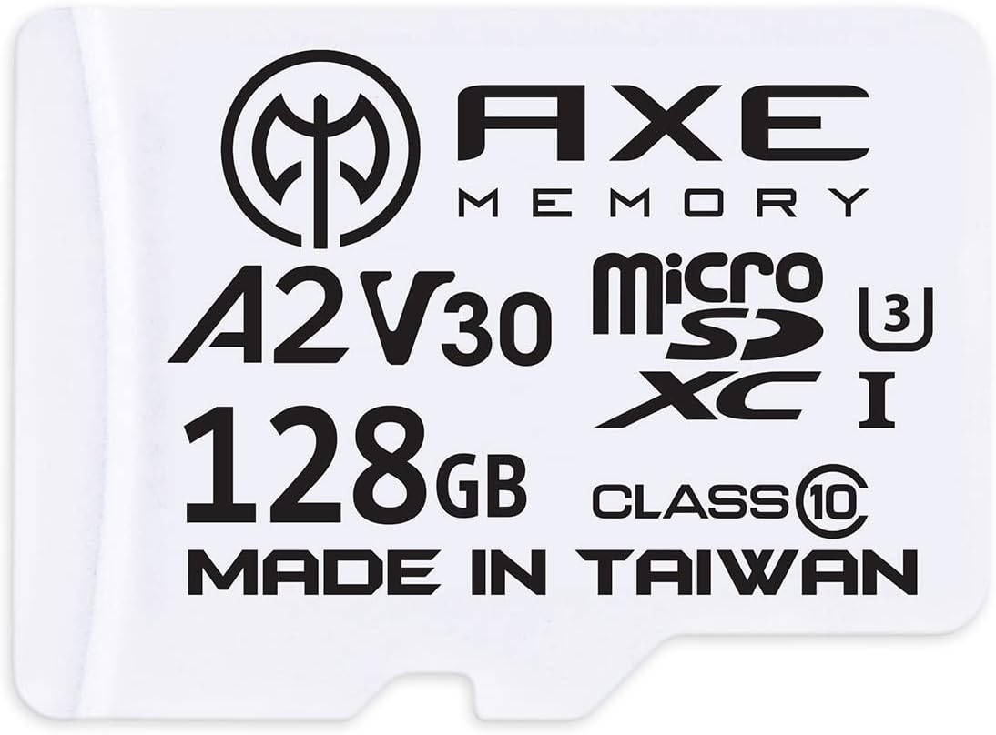 AXE MEMORY 128GB Micro SD Card 4K Ultra Full HD Video Premium Speed MicroSDXC Up to 100MB/S A2 V30 UHS-I U3 with SD