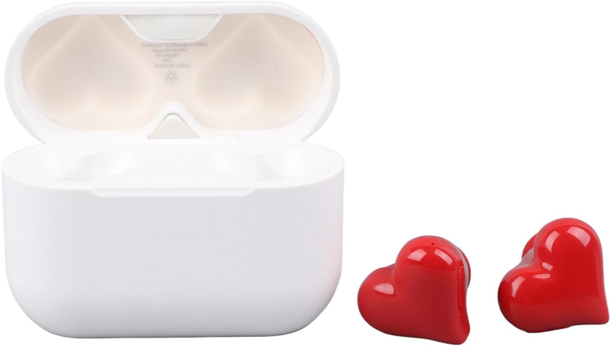 Dpofirs Wireless Earbuds, Heart Shaped Noise Canceling Stereo Bluetooth Earphones, Includes Charging Case