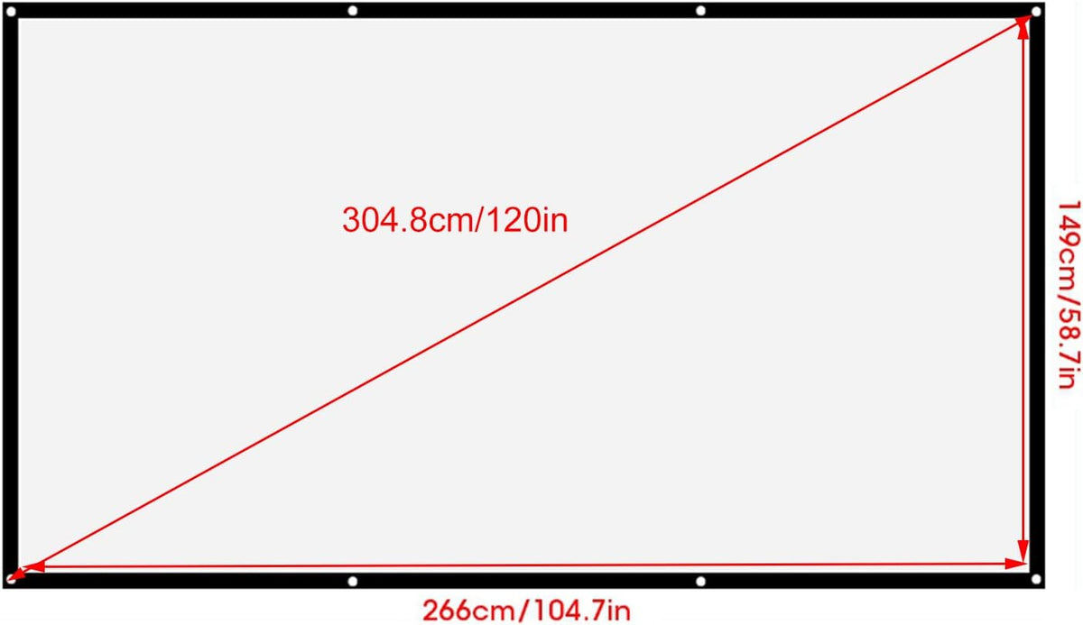 120 Inch, 16:9 Projector Screen Foldable Non Crease Portable Projection Screen, Thicken Soft White Polyester Projector