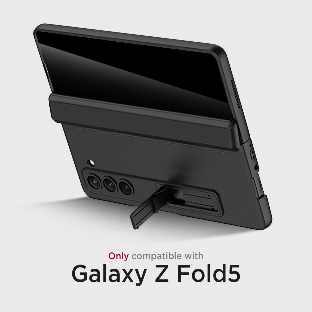 Miimall for Samsung Galaxy Z Fold 5 Case with Privacy Screen Protector, Built-in Convenient Adjustable Kickstand & Magnetic Hinge Protection All-Inclusive Protective Case for Galaxy Z Fold 5 5G Black