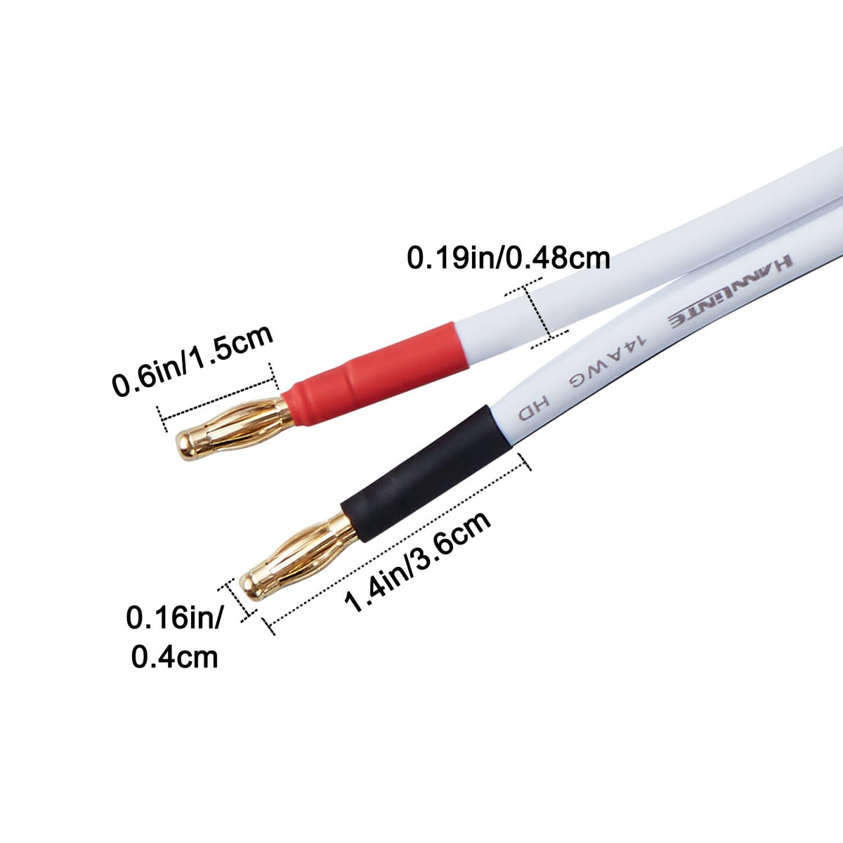14 AWG HD Premium Soft Touch HiFi Speaker Cable with Banana Plugs (2 Pack, 6 Feet)