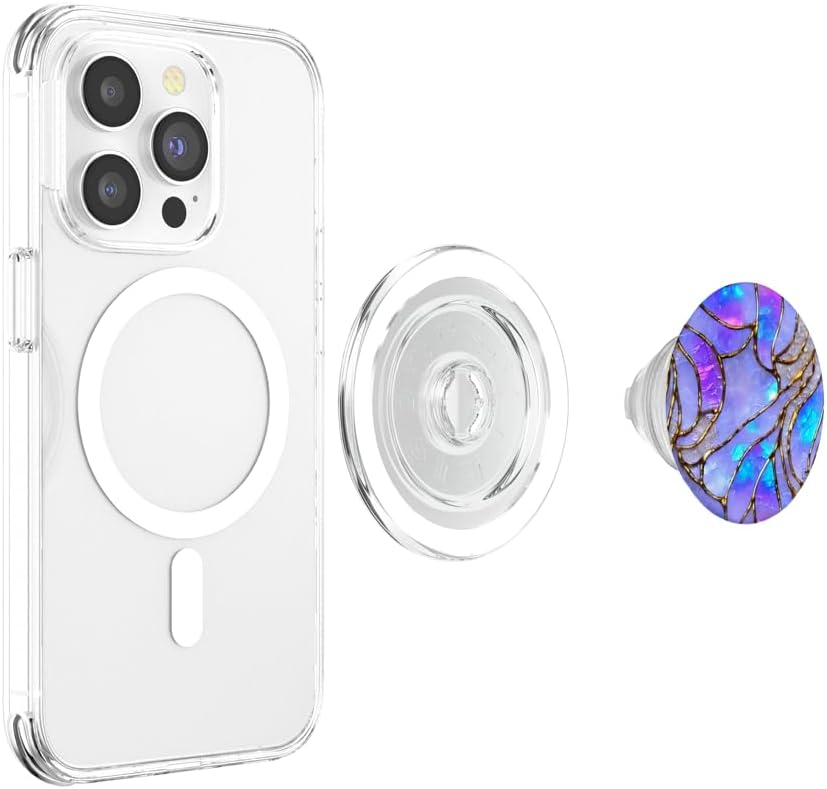 PopSockets Purple Blue Pink Mosaic Design MagSafe PopGrip for iPhone