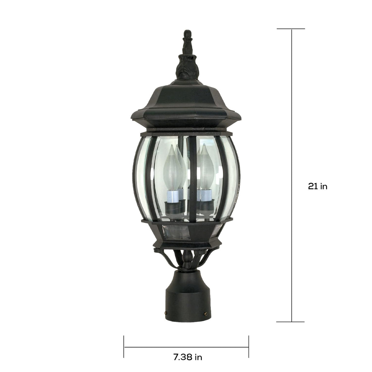 Nuvo 3 Light - 21 in. Post Lantern - Clear Beveled Glass
