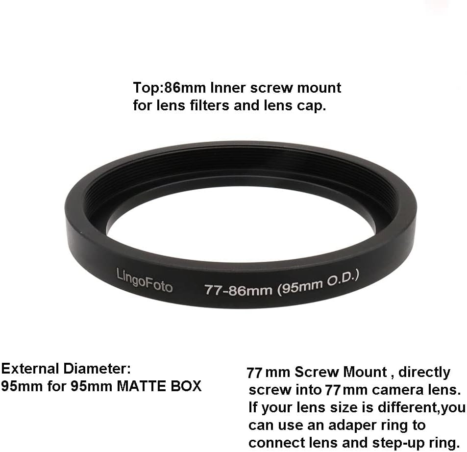 Lens Adapter, Matte Box Adapter Rings, Step Up Ring for 95mm OD Matte Box