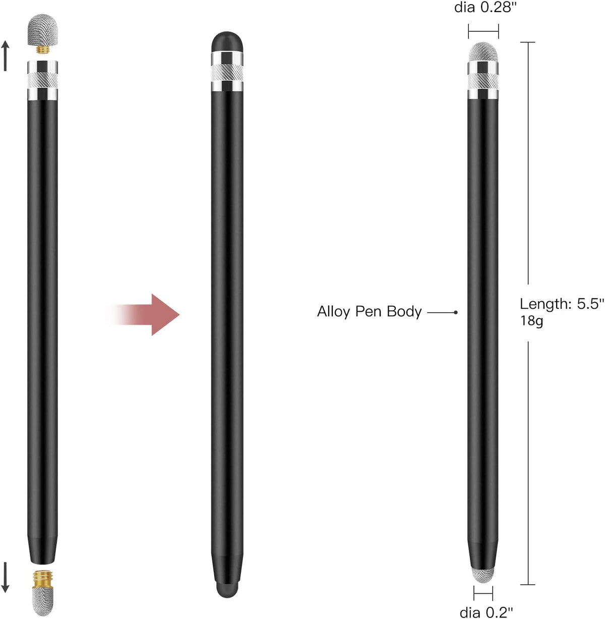 Granabol 4 in 1 Touch Screen Stylus Pens, Sensitivity Capacitive Stylus with 8 Extra Replaceable Tips for iPhone iPad