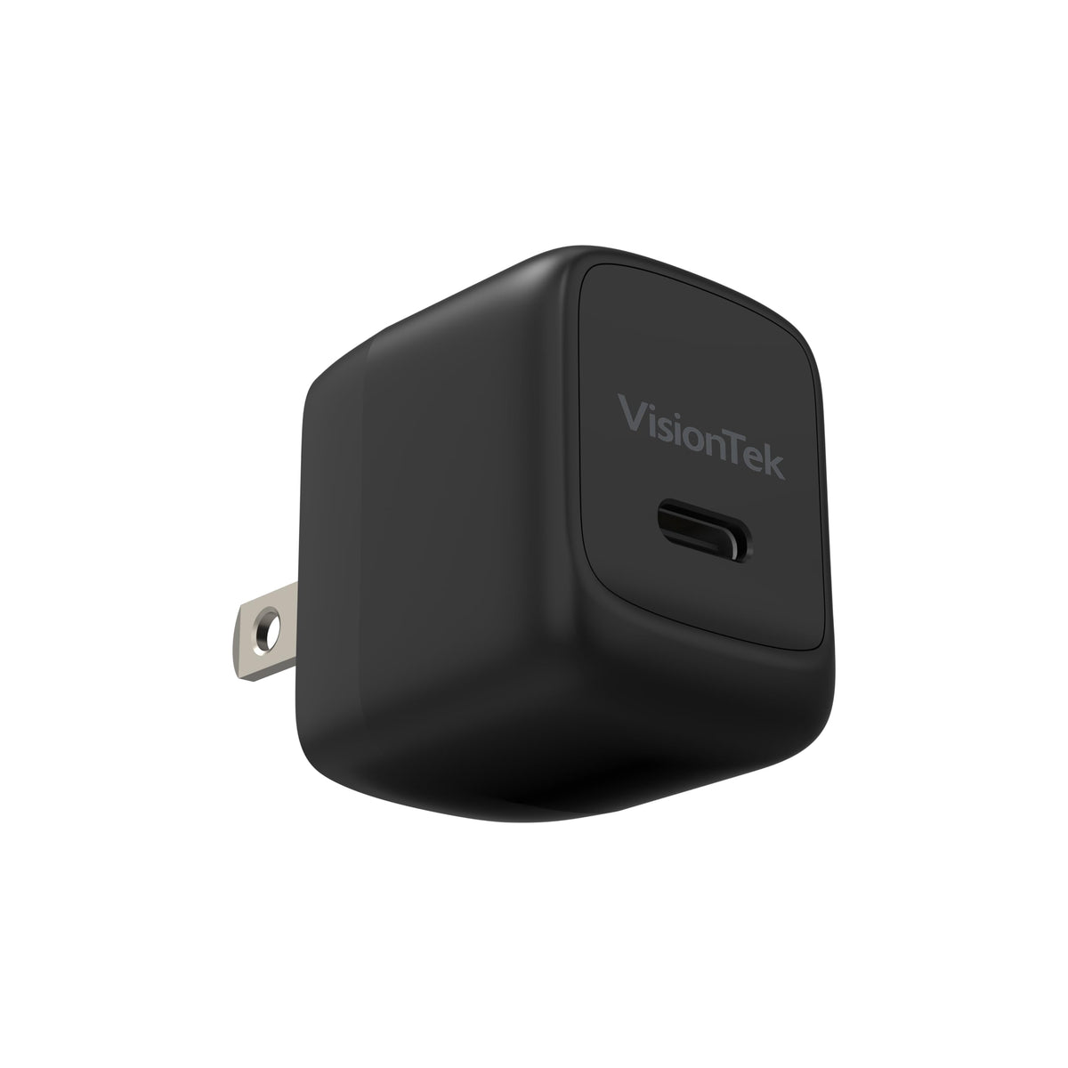 VisionTek Charge Go 30W USB-C GaN Wall Charger, Ultra Compact, Fast Charging, Power Delivery 3.1, Foldable Plug, Compatible with iPhone 17/16, iPad