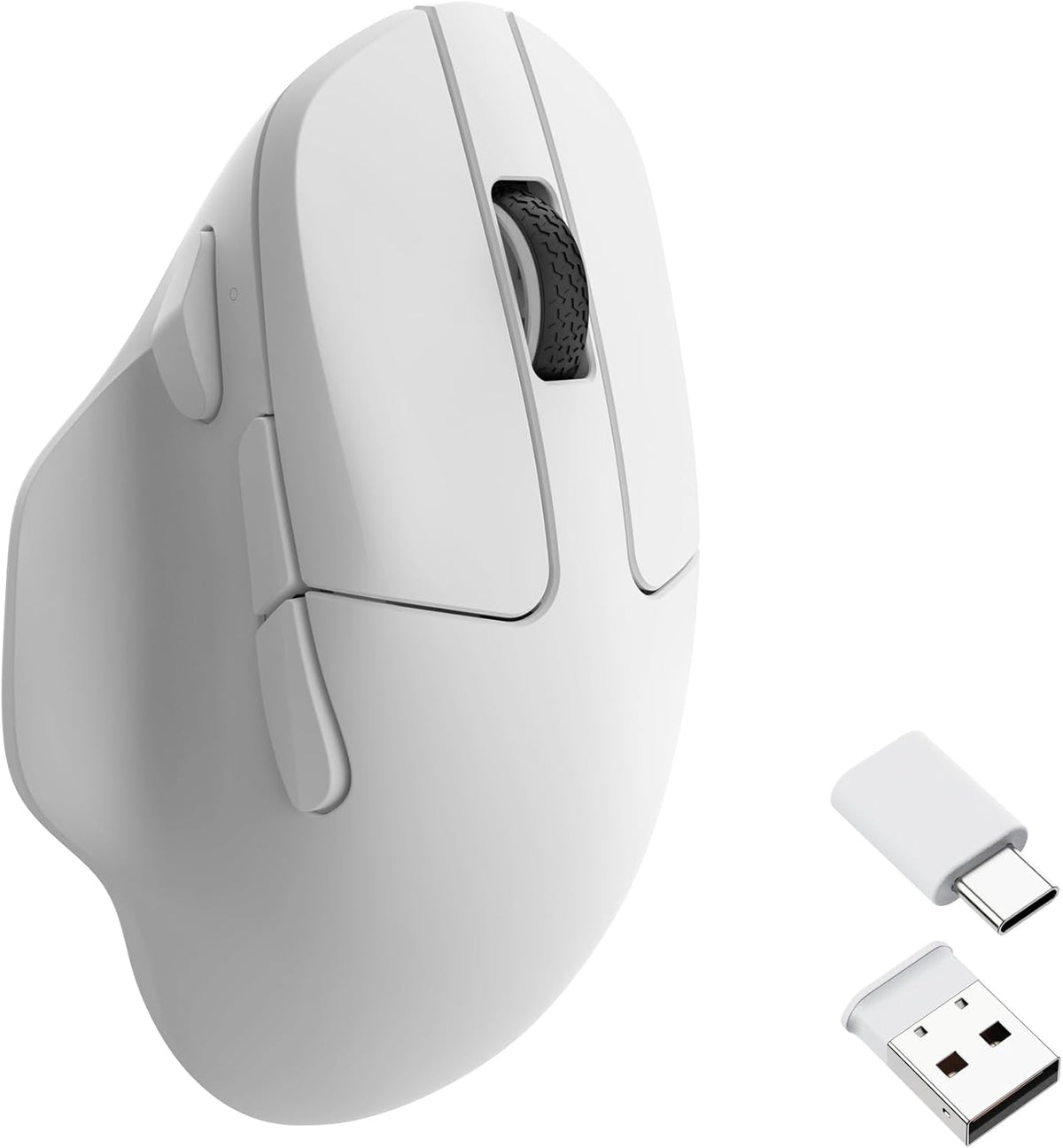Keychron M7 Wireless Computer Mouse, 26K DPI Optical Computer Mouse, 2.4 GHz/Bluetooth/Wired with Macro Button 63g Lightweight Ergonomic, Up to 70 Hours Worktime for Laptop macOS/Windows - White