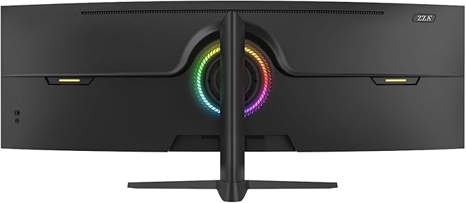 ZZA 49 Inch UltraWide Curved Gaming Monitor 5120×1440 DQHD 1500R 165Hz AMD FreeSync 120% sRGB Height Adjustable HDMI 2.1 &amp DP 1.4 VESA Mount – Black
