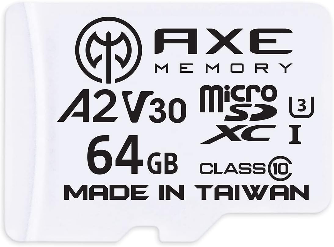 AXE MEMORY 64GB Micro SD Card, 4K Ultra Full HD Video, Premium Speed MicroSDXC with SD Adapter