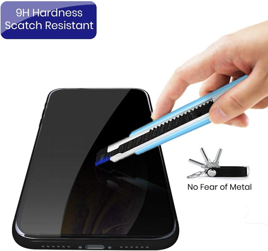 4 Way 360° Privacy Tempered Glass Screen Protector for iPhone 11 Pro/Xs/X, Anti Spy 9H Scratch Resistant, 2 Pack