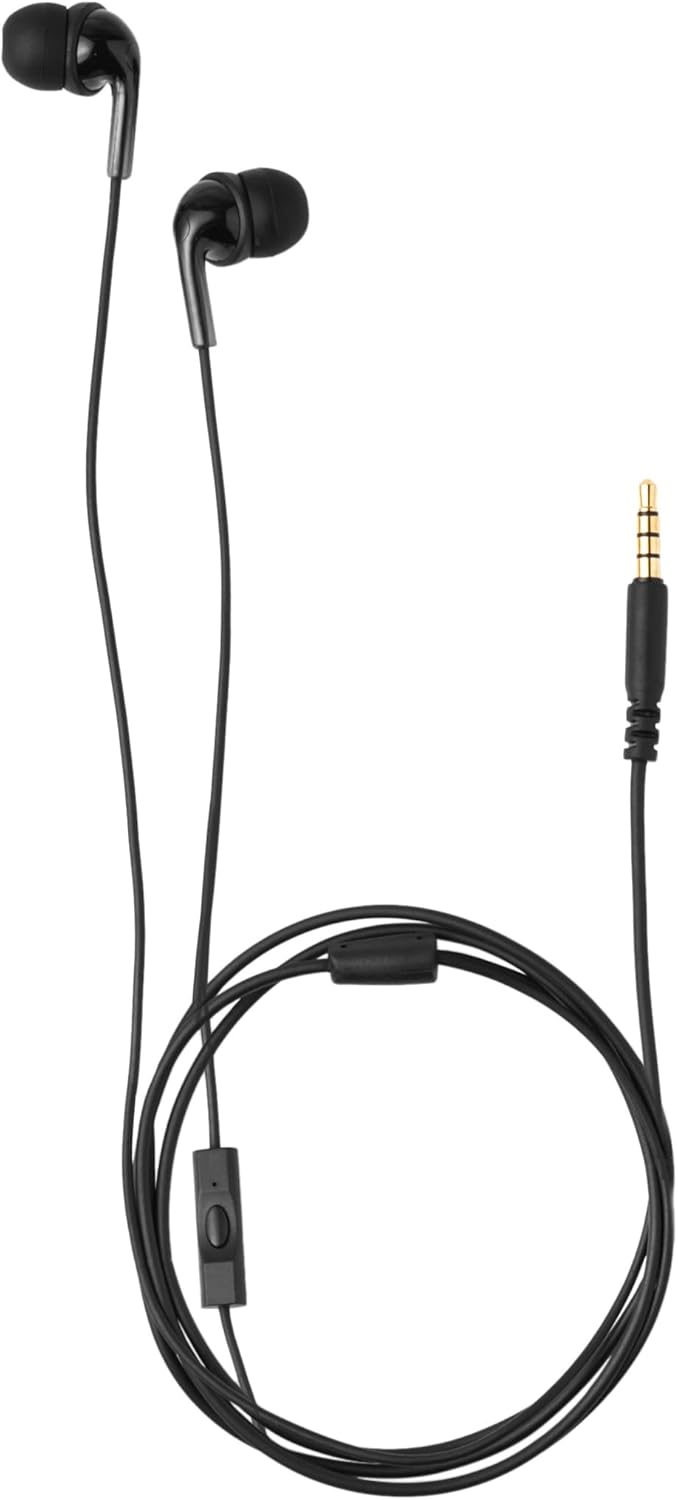 Amazon Basics Wired Earbuds with Microphone, In Ear Headphones, 3.5mm Jack, 4.2 ft long cable, S/M/L Ear Tips, Black