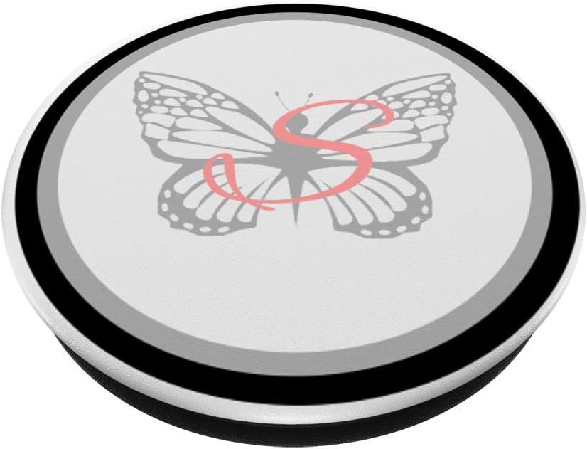 Letter S with Butterfly PopSockets PopGrip: Swappable Grip for Phones & Tablets for Easy Handling