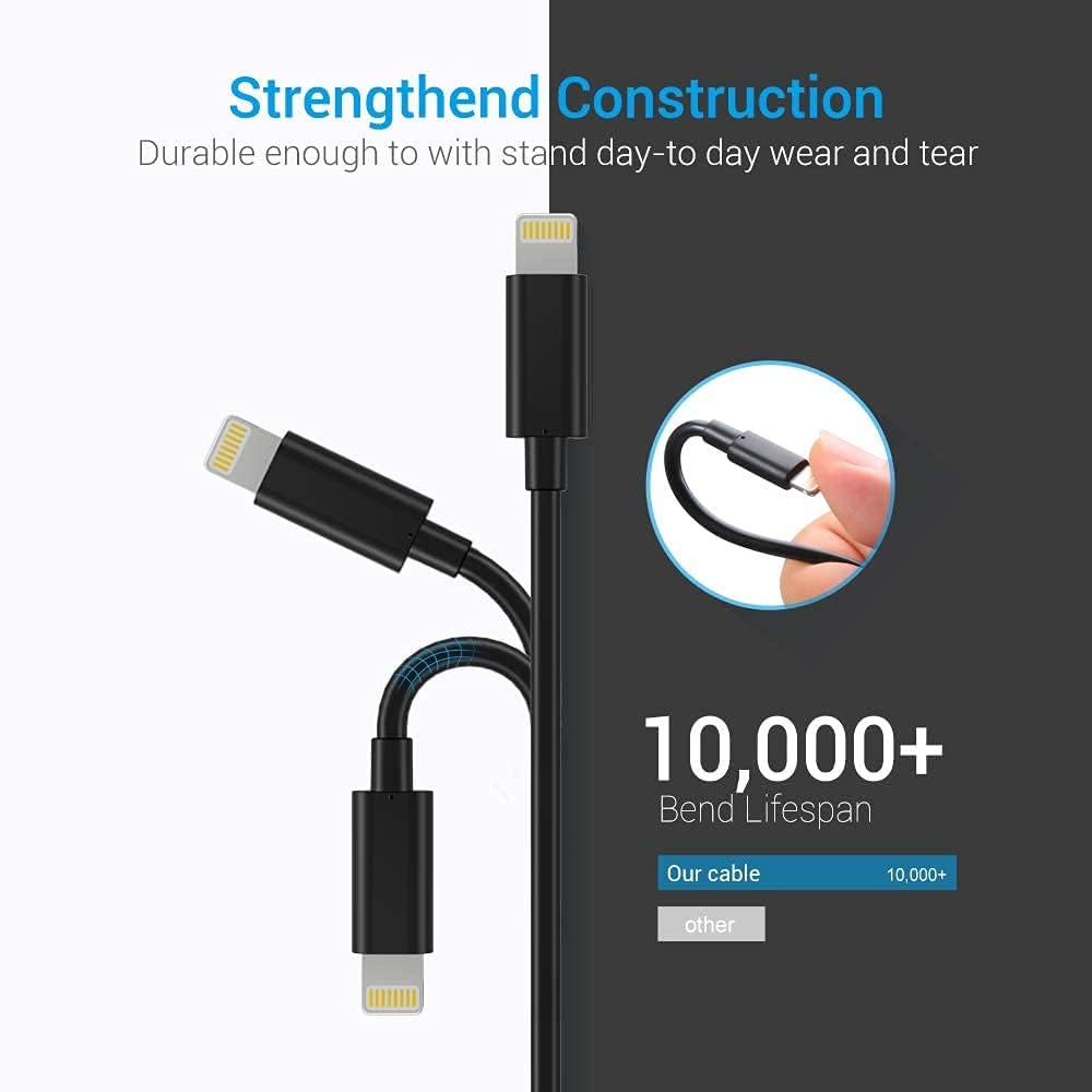 Lightning Cable MFi Certified - iPhone Charger 3Pack 3FT Lightning to USB A Charging Cord Compatible with iPhone 14 13