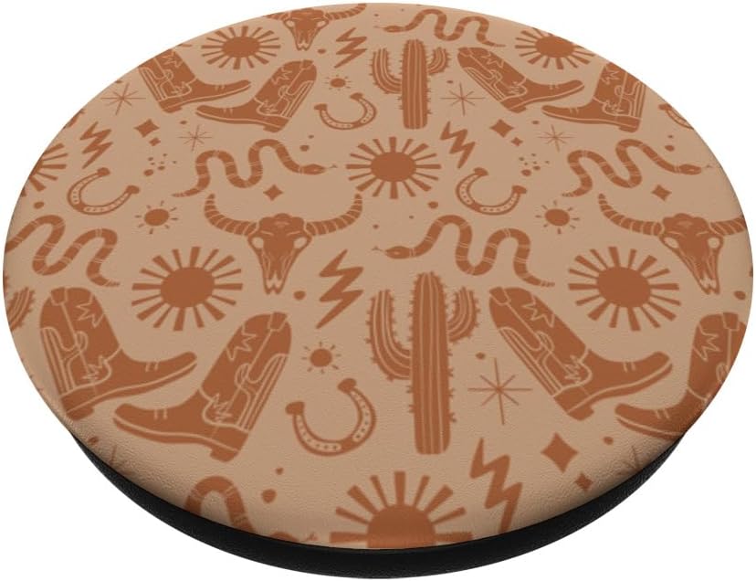 Cowboy Western Boho Cactus Pattern PopSockets Standard PopGrip in Warm Earth Tones
