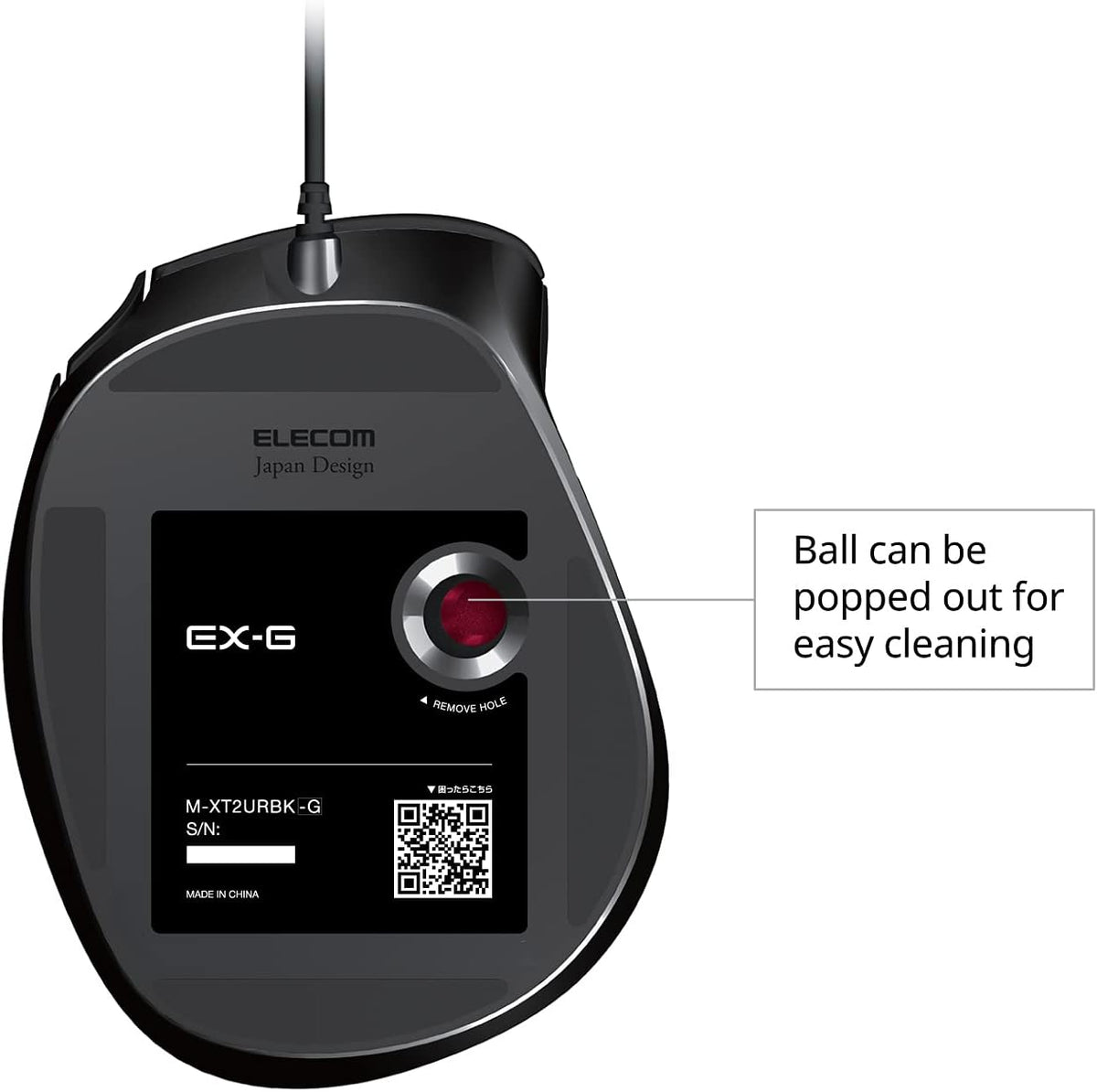 ELECOM EX-G Wired Trackball Mouse, Ergonomic Thumb Control, Smooth Tracking Roller Ball for PC Mac