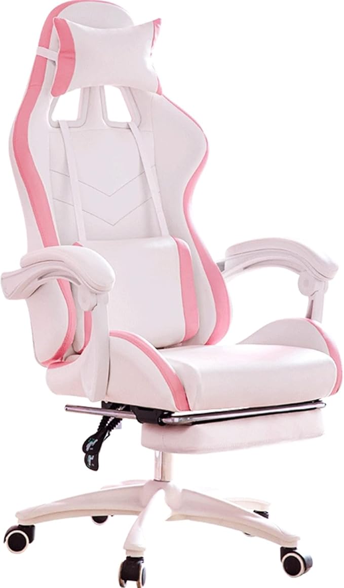 TBQATNTS Pink Girls Gaming ChairCinnamoroll Ergonomic Gaming Chair with FootrestAdjustable Head Pillow and Lumbar Support PC Computer ChairTeen Gaming Chair.Pink