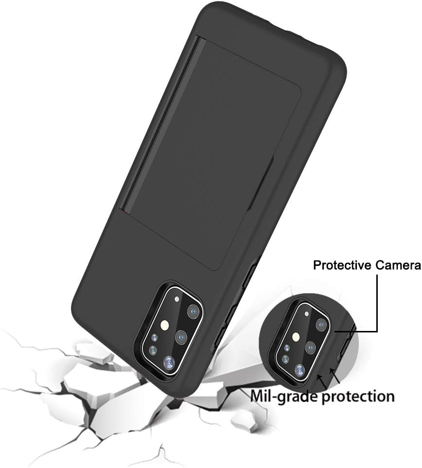 Asuwish Phone Case for Samsung Galaxy A71 5G with Tempered Glass Screen Protector, Credit Card Holder, Slim Hybrid Black