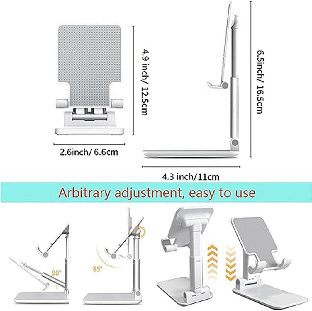 Cell Phone Stand for Desk, Anti-Slip Phone Holder Compatible with iPhone 15 14 13 12 Mini 11 Pro Xs Max XR X (White)