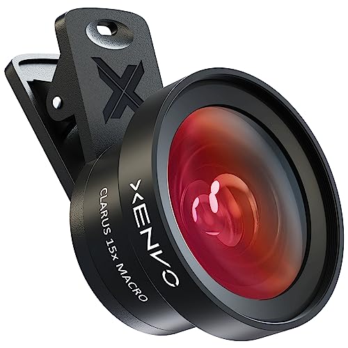 Xenvo Pro Lens Kit for iPhone and Android, Macro and Wide Angle Lens with LED Light and Travel Case Black