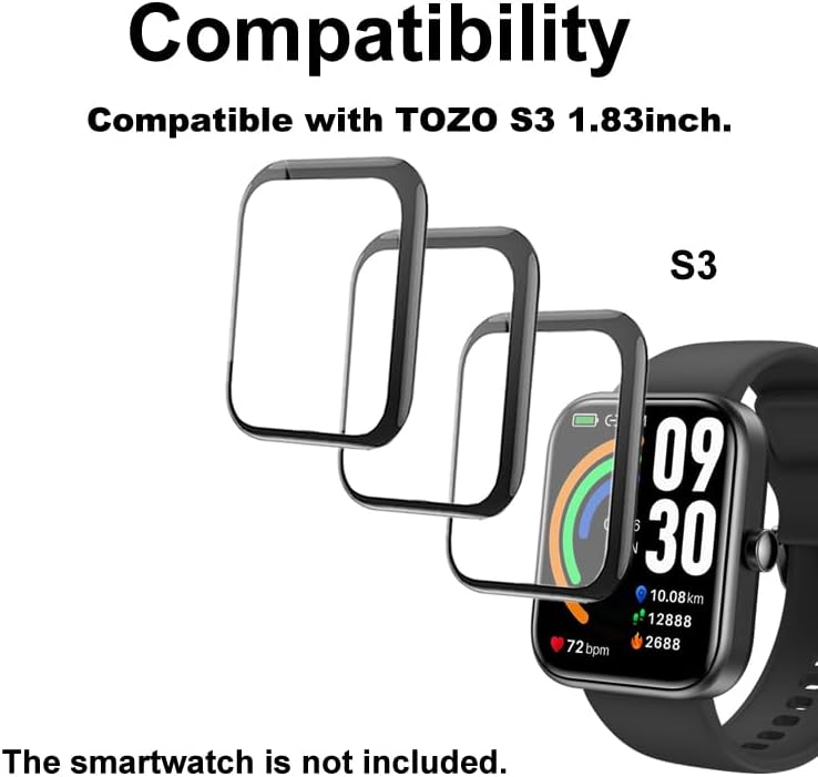 3D Screen Protector for TOZO S3 1.83” Smart Watch (Answer/Make Calls)