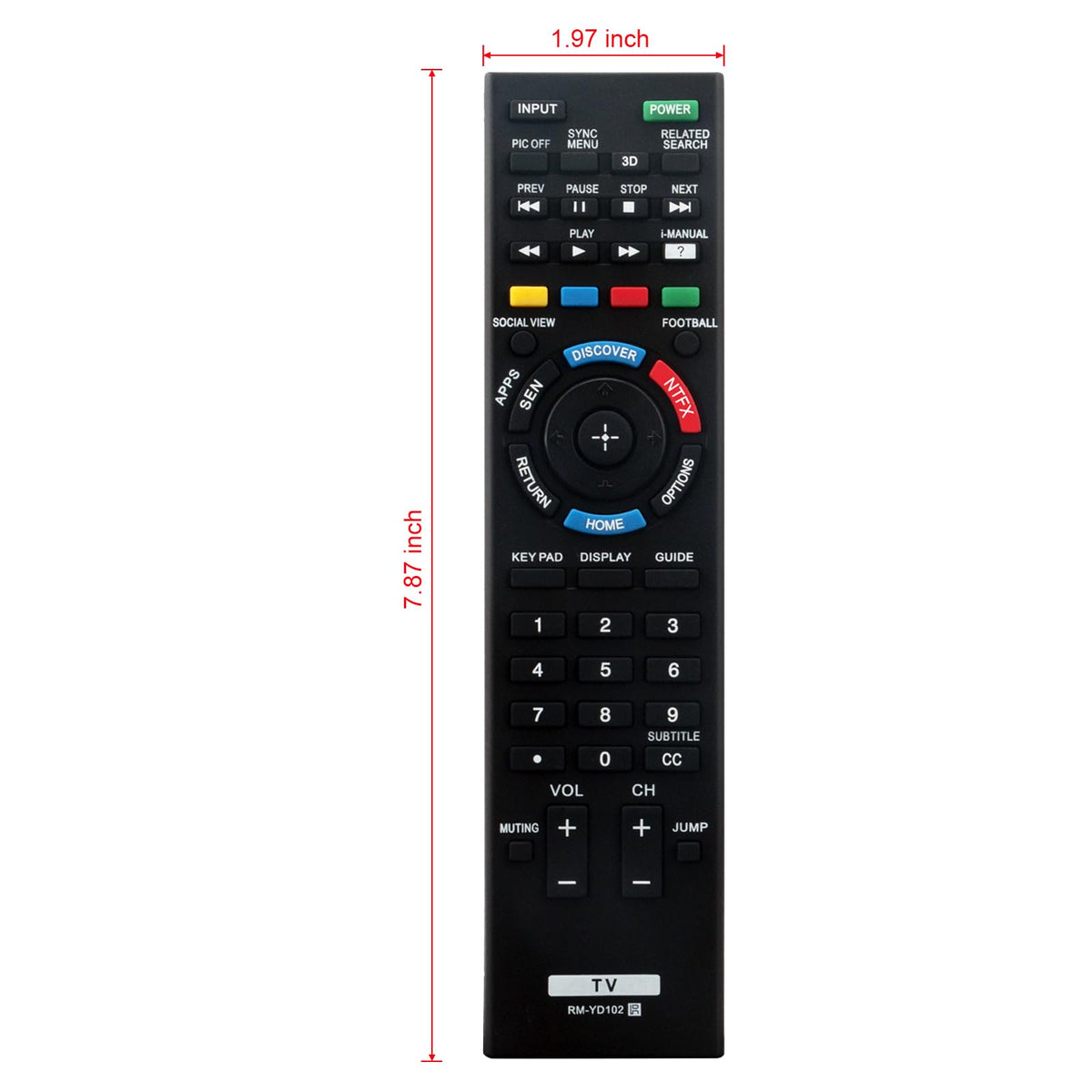 New RM-YD102 Replaced Remote fit for Sony 3D Smart LCD LED HDTV KDL-50W790B KDL50W790B KDL-50W800B KDL50W800B KDL-55W790B KDL55W790B KDL-55W800B
