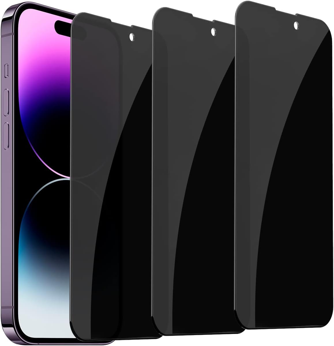 3 Pack Privacy Screen Protector for iPhone 14 Pro Max [6.7 inch] - 9H Anti-Scratch, Case Friendly, Dynamic Island