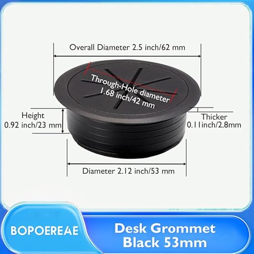 BOPOREAE 4 Pcs Desk Grommet 2-1/16" (53mm), Desk Hole Cover for Cables
