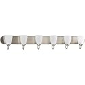 Gather Collection 6-Light Etched Glass Traditional Bath Vanity Light Brushed Nickel