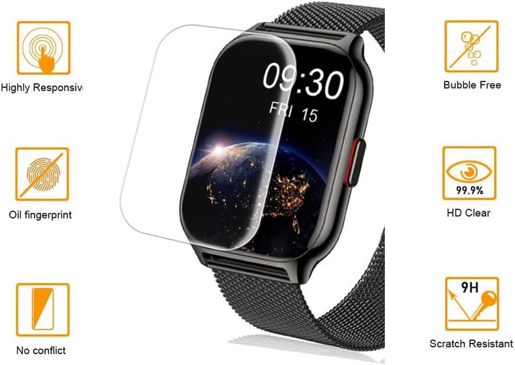 [5 Pack] P95 2.01” Smartwatch Soft Screen Protector, HD Clear Anti-Scratch Bubble Free PET Film for Popglory ZOSKVEE