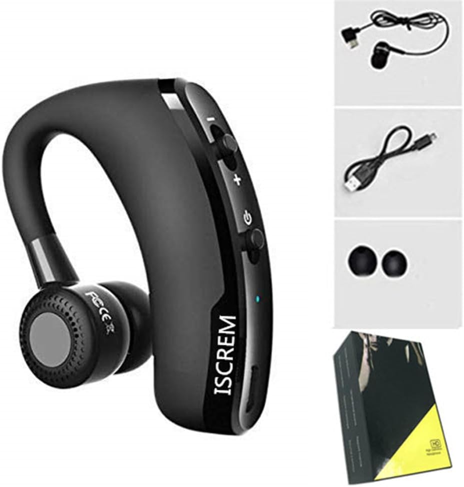Bluetooth Headset Wireless Business Single Earpiece with 10 Hour Battery and Noise Cancelling for Trucker Driving