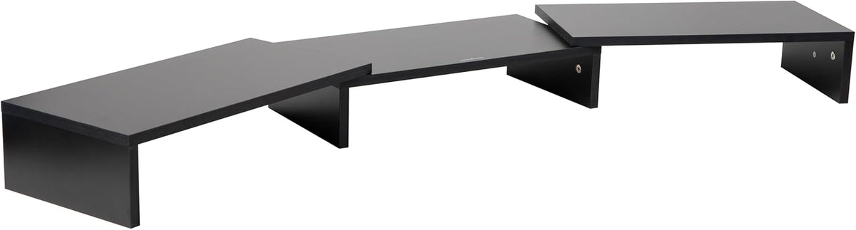 Mind Reader Dual Monitor Stand, Height Adjustable Desktop Organizer, Laptop Riser, 51.25" L x 9.25" W x 4.75" H, Black