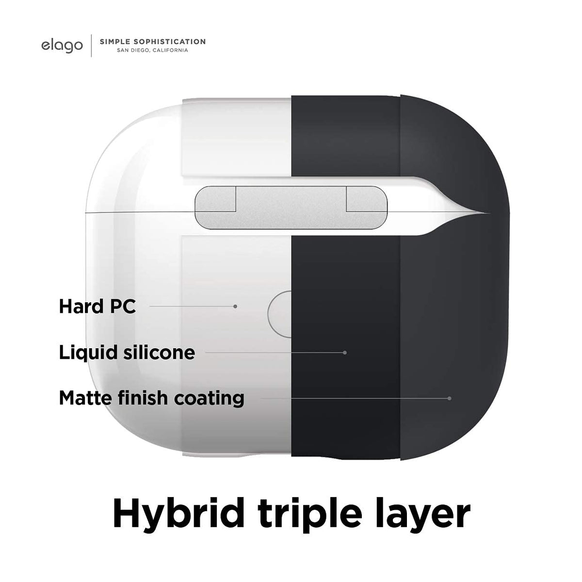 elago Liquid Hybrid Case Compatible with AirPods 3rd Generation Case - Compatible with AirPods 3 Case Cover, Triple Layer Protection, Wireless