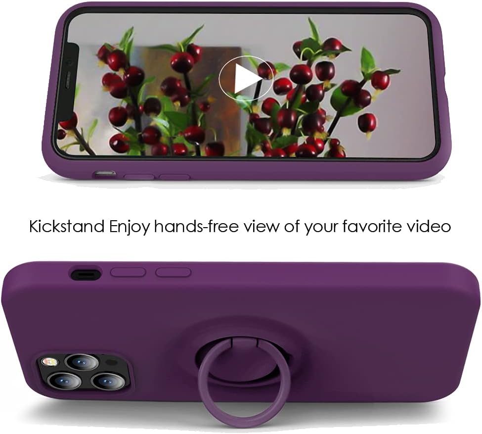 MOCCA iPhone 12 Pro Max Case 6.7 inch, Grape | Anti-Scratch Shockproof Protective Case with Ring Kickstand
