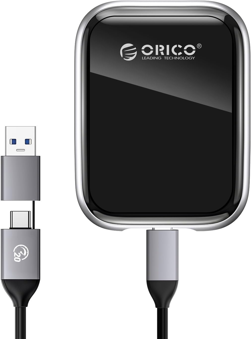 ORICO 2TB Portable SSD Up to 2000MB/s External Solid State Drive, USB 3.2 Gen 2x2 20Gbps with 2 in 1 USB C Cable, Compatibility with MacBook, iPad, iPhone 15, PSSD - A20