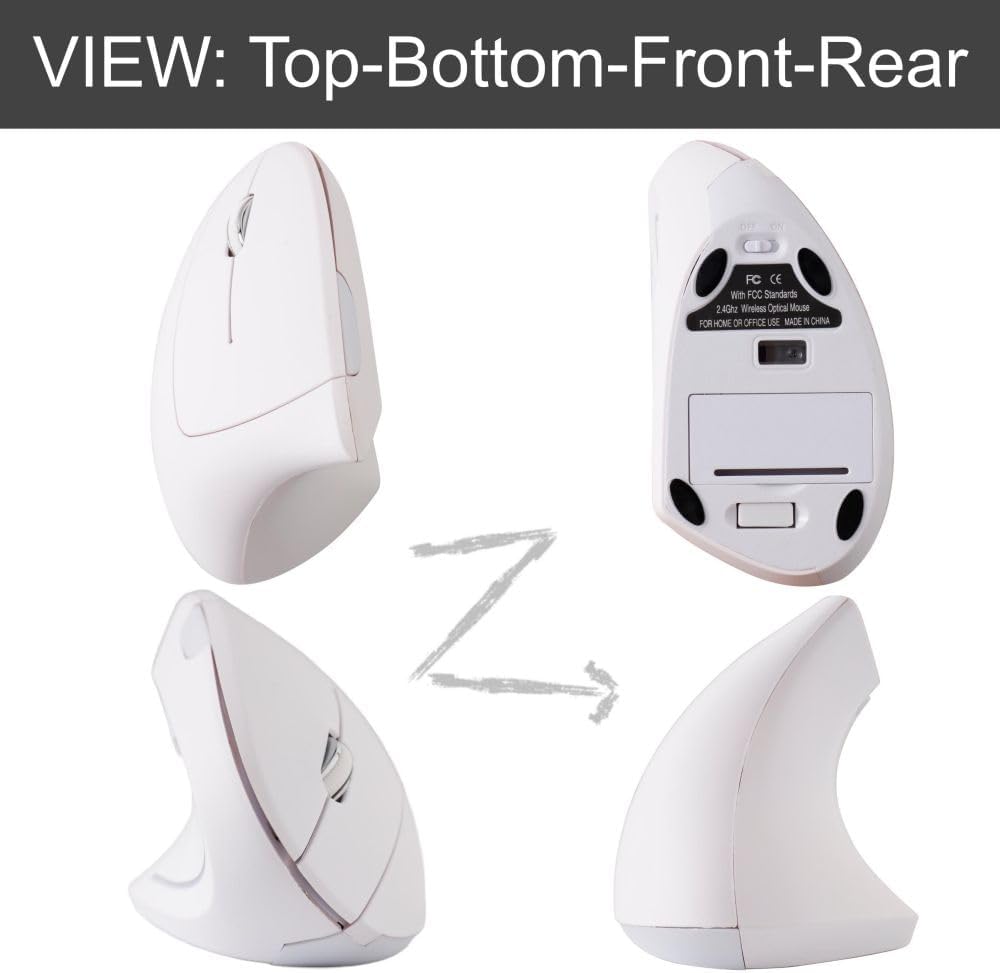 Left Handed Wireless Mouse – Ergonomic Vertical Design, Also for Gaming, Compatible with Windows/macOS, Laptop, PC,