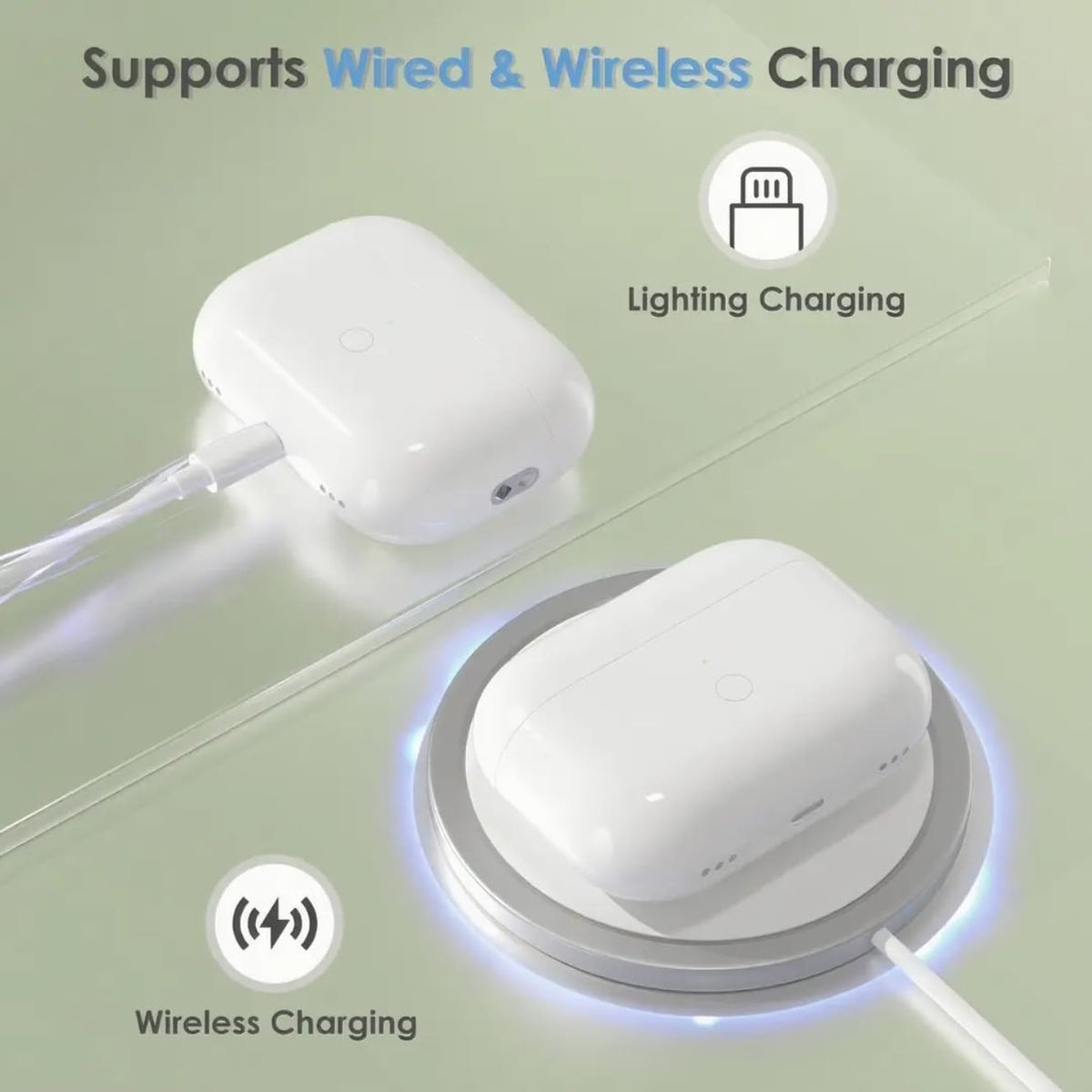 Wireless Charging Case Replacement Compatible with AirPod Pro 1st & 2nd Generation, Upgraded Replacement Charger case with Air Pod Pro 2, Upgraded